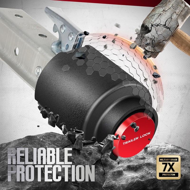 New-Universal Trailer Lock for 2-5/16",2" & Bulldog Couplers,Anti-Theft Steel Trailer