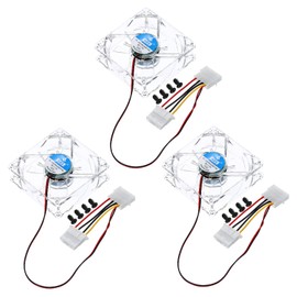 sourcing map 3Pcs Clear Computer Case Fan 1800RPM 80mm 4 Pin Blue LED Silent Cooling Fan 4 LED 12V for Desktop Computer Radiators with 12 Screws