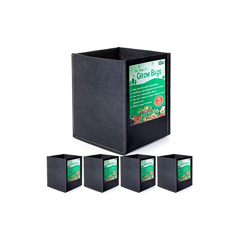 Growerz GrowPotz 7 Litre Square Grow Bags (Pack of 5)