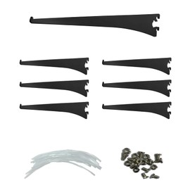 12 Inch 6-Pack Adjustable Metal Shelf Brackets - Heavy Duty, Twin/Single Track System for Closet, Kitchen, Store Shelving Solutions (Black)