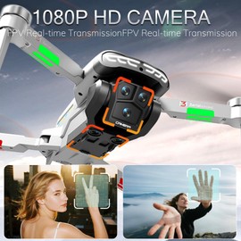 Drone with Camera for Adults 4K, RC Drones with LCD Screen Controller, LED Lights, Brushless Motors Quadcopter for Beginners, Stable Hover, Waypoint Fly, One-Key Takeoff/Landing