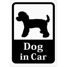 Dog in Car "Poodle" Car Sticker (Magnet) (White) S19