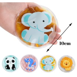 Sweelov 4 Cold Compress for Kids Gel Reusable Ice Packs Instant First Aid Gel Packs for Fever & Pain Relief Muscle Pains, Φ10cm, with Cloth Cover