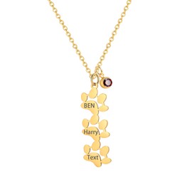 MeiceM Custom Pet Memorial Necklace, paw print necklace for women,Paw Print Pendant with Birthstone,Engrave Paw print necklace, Pet Loss Keepsake Jewelry (3 Paw Prints)