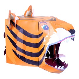 Fiesta Crafts Tiger 3D Mask Kit - Colourful & Easy to Assemble Tiger Head Costume - Complete Arts and Crafts Set to Improve Motor Skills, Creativity, & Imagination - Fits Kids & Adult Heads