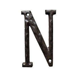 Jerrybaby 5 Inch House Letters, Rustic Cast Iron Metal Home Address Number & Letters/Unique Hammered Look, Letter N
