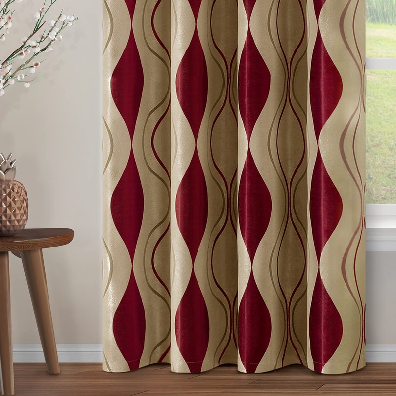 HOMEIDEAS Wave Room Darkening Curtains 52 X 84 Inch Length