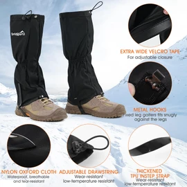 Waterproof Leg Gaiters for Men and Women Adjustable Snow Boot Gaiters for Hiking in Hunting Sand and Mud Mountain Climbing or Snowshoeing (Black M)