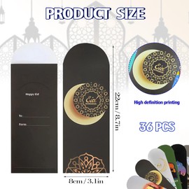 CHNOPS Eid Mubarak Envelopes 36pcs Gold Foil Eid Mubarak Money Envelopes Celebrate Eid in Style