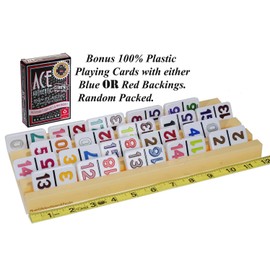 Plastic Trays / Racks for Dominoes OR Playing Card _ Dual Use _ Set of 4 _ Bonus 1 Deck of Ace 100% Plastic Playing Cards (Random backing color of Red or Blue)
