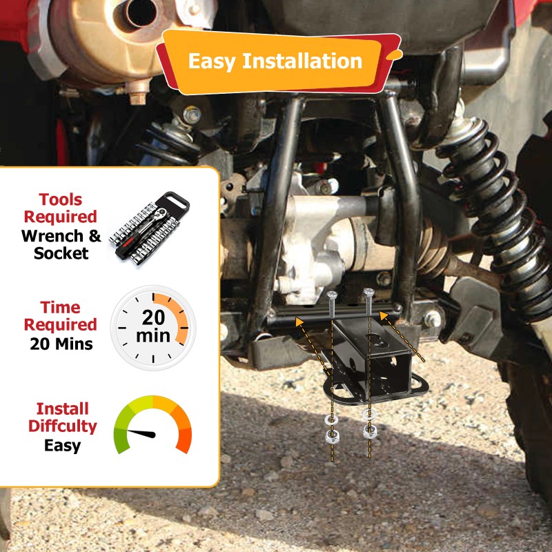 DYSO Steel 2" Rear Receiver Hitch For Honda Foreman TRX500