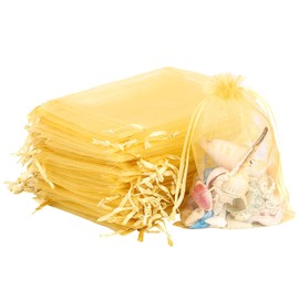 Allbests 200Pcs Premium Sheer Organza Bags 4x6” Favour Bags for Candy Jewelry Makeup Pouches(Golden)