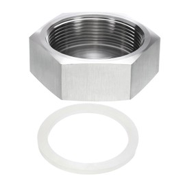 sourcing map 1pcs Hex End Cap 304 Stainless Steel Nut with Washer, PT 2" Female Thread Pipe Fitting, Gas Line Water Line Stop Valve Cap Tubing Ends for Plumbing Fittings, Silver Tone