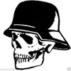 BIKERSTUFFUS Skull with German Helmet Sticker (Left) Hard HAT Sticker Laptop Sticker
