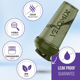 VELOMIX VELOMIX -2 Pack- 28 oz Protein Shaker Bottles for Protein Mixes - 2x Wire Whisk | Leak Proof Shaker Cups for Protein Shakes | Protein Shaker Bottle Pack | Shakers for Protein Shakes-Green&Blue