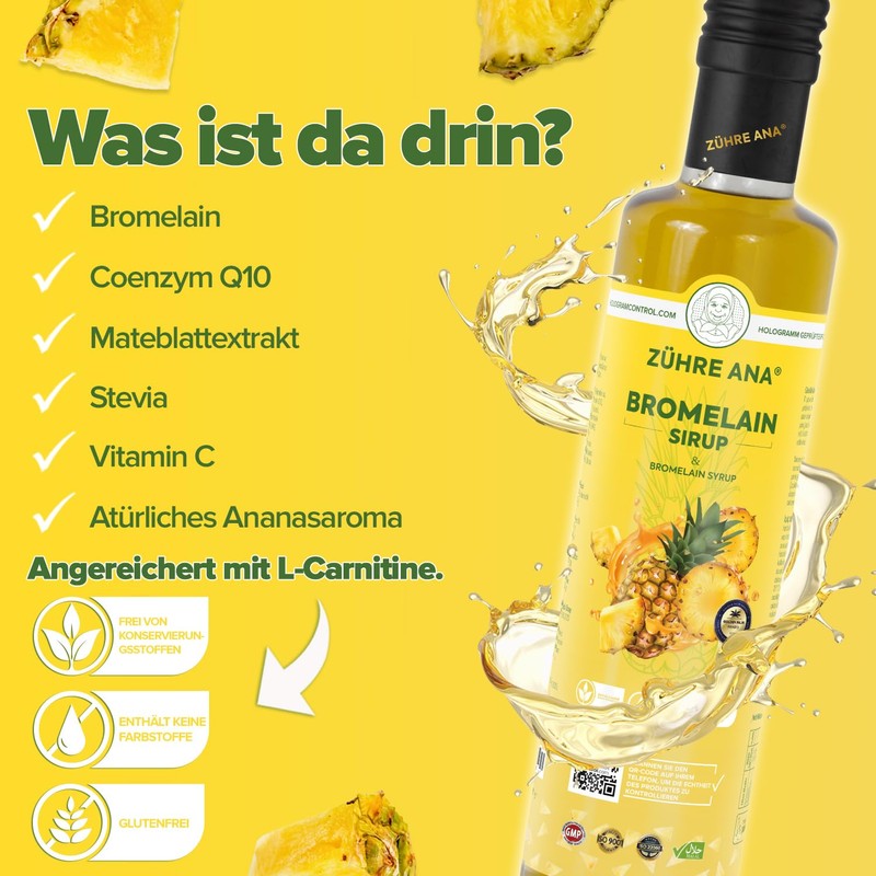 Zühre Ana Bromelain Syrup - With Bromelain, Coenzyme Q10, Mate
