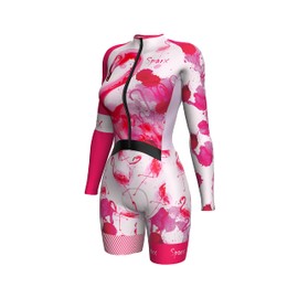 Sparx Premium Women Cycling Skinsuit Padded Speedsuit Women One Piece Cycling Kit (Flamingo, XL)