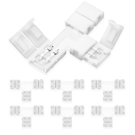 UBRAVE LED Strip Connector, 6 Pieces 8 mm 2-Pin LED Strip Corner Connector T-Shaped, LED Quick Connector for 8 mm Wide SMD 3528/2835 RGB LED Strips, LED Strip Flexible Connection Cable