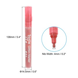 PATIKIL Metallic Marker Pens, 6Pcs Glitters Paint Pens Paint Pens Shimmer Colored Markers Art Marker Pen for DIY Craft Photo Album Wax Seal, Red