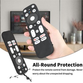 Silicone Remote Control Case Compatible with Onn 100024646 100026240 4K UHD Stick TV Box Remote Shockproof Protective Shell Cover with a Lanyard (Black)