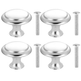 HAFRILY 4Pcs Drawer Knobs 23mm Cupboard Door Knobs Stainless Steel Round Cupboard Handles Drawer Handles with Screws for Kitchen Cabinet Drawer Bedroom Dresser Drawer