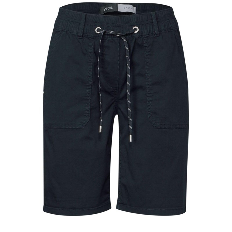 Cecil Women's Short Twill Shorts in Washed Look, Universal Blue,