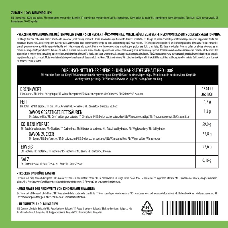 Flower pollen (500 g), bee pollen natural from multicolour pollen,