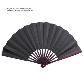 Mumusuki Abanico Plegable de 24 Pulgadas, Rojo, Negro y, Hecho de Maciza, Hermoso y Respetuoso con el Medio Ambiente, Ideal para Bodas, Abanicos de Artesanales para Regalos