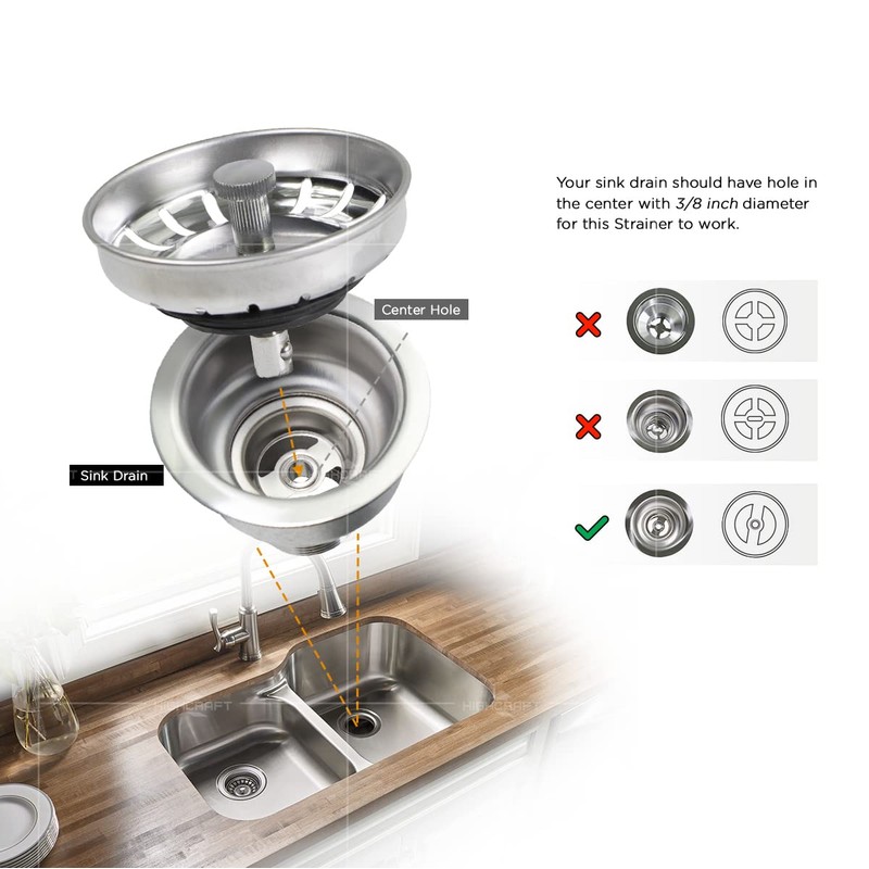 Highcraft 9754JO Stainless Steel Kitchen Sink Strainer Basket-Replacement for Standard