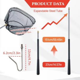 Chicken Catch Net,Cats Catch Net,37-151cm Scalable Animal Catcher Tool for Poultry,Poultry Net with 2 Stainless Steel Poles und Leg Hook,Chicken Catcher,for Chickens,Ducks,Geese,Turkeys,Cats,Fish
