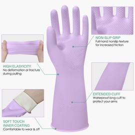 ATZNZIK 12 Pairs Rubber Cleaning Gloves for Dishwashing Reusable Kitchen Gloves for Washing Dishes and Household Non-Slip Cleaning Dish Gloves for Women Men,Small