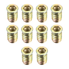 sourcing map Wood Furniture M10x25mm Threaded Insert Nuts Interface Hex Socket Drive 10pcs