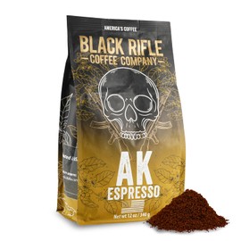 Black Rifle Coffee Company AK Espresso, 12oz Bag, Ground Coffee Medium Roast - Roasted Blend Made from Arabica Beans - Colombian & Brazilian Beans - Veteran Founded & American Made