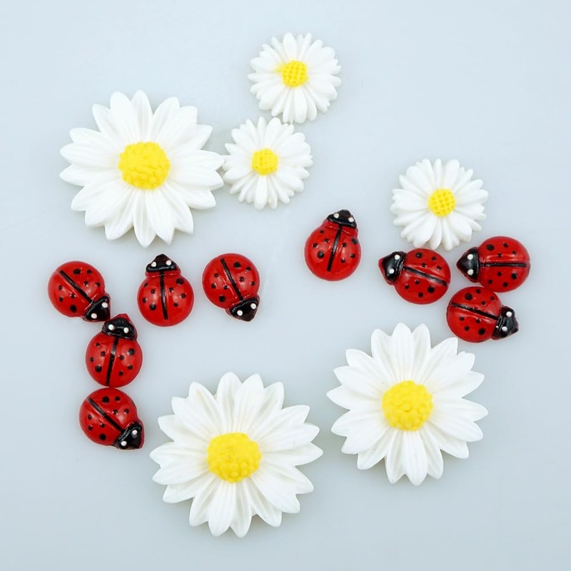 FAZHBARY 150 PCS Resin Ladybugs Flat Back Tiny Ladybugs Ornaments