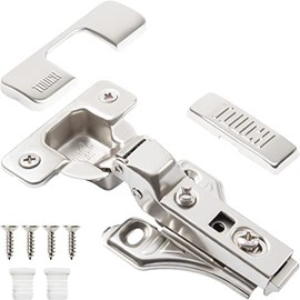 TOUCH Cabinet Hinges (5 Pairs, 10 PCS) Face Frame Cupboard Door Hinge 3/8" Inch Half Overlay Concealed European Clip-On Hinges for Kitchen Cabinet 3-Way Adjustable with Dowels