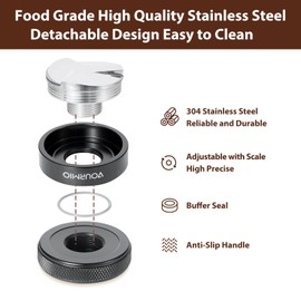 VOURMIO 51MM Coffee Distributor - Adjustable Depth Stainless Steel Espresso Distribution Tool, Fits All 51MM Espresso Portafilter, Compatible with 51MM Delonghi Portafilter, Espresso Accessories