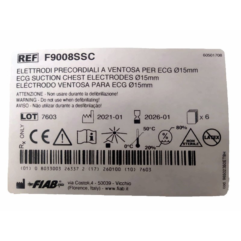 Fiab f9008ssc Electrode Precordiali Suction Cup for ECG Diameter 15mm