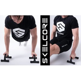 Skelcore Push Up Bars Strength Trainer - Push Up Handles for Floor Workouts with Ergonomic Non-Slip Comfort Foam Grip Handles for Home Fitness Training - Chest exerciser for Men and Women