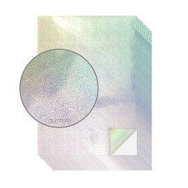 Evergreen Goods 10 Sheets of A4 Holographic Silver Printable Vinyl - Waterproof Glossy Paper for Inkjet & Laser Printer | Perfect for Cricut & Silhouette Cutters, Stunning Designs (Glitter Pattern)