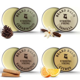 Striking Viking- Bálsamo para barba para hombres - Acondicionador sin enjuague - Bálsamo para barba elaborado con manteca de barba de origen natural, aceites de argán y jojoba - (Aromas a cítricos, va