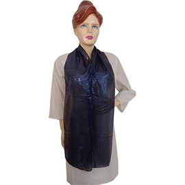 KVR Neck Sequin Sparkle Glitter Scarfs Fashionable Women Club Party Evening Long Thin Skinny Wedding Tie Bow Shawls Neckerchief (Navy-2 with navy sequin, 180 x 20 cm)