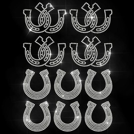 MAYJOYDIY Horseshoe Rhinestone Iron on Transfer Animal Heat Transfer Decal Single & Intersecting U-Shaped Hufeisen Hot-fix Rhinestone Transfers Diamond Iron on Stickers for Shirt Bag Hat Jacket Jeans