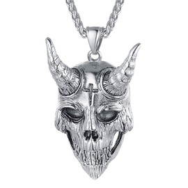 Baphomet Goat Satanic Necklace Men Stainless Steel Pendant Satan Leviathan Cross Demon Devil Lucifer Pendants Jewelry for Pagan