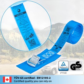 valonic Iceland - tie Down Straps with Protection pad, 4 Pieces, 4m, 500kg bs, cam Buckle, TÜV Rheinl. Certified, Blue, Lashing Straps for roof Rack, Kayak, Bike, car
