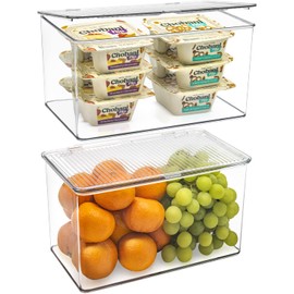 Sorbus Durable Plastic Storage Bins with Lids- Stackable Refrigerator Organizer Bins- MultiPurpose & Versatile- Lightweight Pantry Organizer- Perfect Cabinet Organizers and Storage for Kitchen- 2 Pack