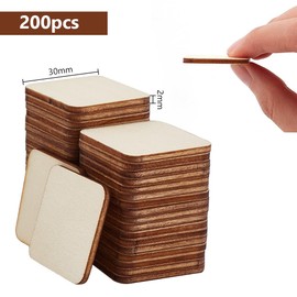 DELORIGIN Pack of 200 3 x 3 cm Natural Wooden Boards for Designing Wooden Discs Decorative Empty Wooden Discs for Crafts Wooden Plate for Wedding Decoration Christmas Decoration DIY Model Art Craft