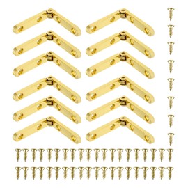 SHIYUAN 12PCS Small Hinges for Wooden Box, 90 Degree Folding Hinge Case Hinge with Screws, Gold, Metal, Modern/Classic Style