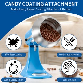 Chocolate Candy Coating Attachment for Kitchenaid, Compatible with KitchenAid 4.5QT/5QT Tilt-Head Stand Mixer, Easy DIY Treat Maker Candy Coat Machine for Making Chocolate Covered Nuts, Popcorn &Candy