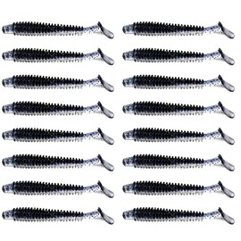 FOLANDO 16PCS Soft Fishing Lures, Soft Plastic Baits Kit Paddle Tail Swimbaits Artificial Lures for Fishing Trout Redfish Saltwater/Freshwater 5cm black