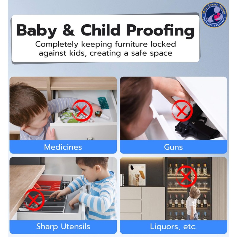 eLinkSmart Smart Cabinet Lock, Hidden No Drill Adhesive Magnetic Baby